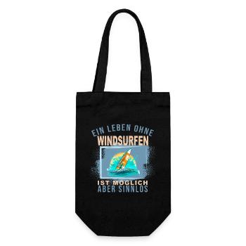 Ein Leben ohne Windsurfen ist möglich aber Sinnlos - Geschenkbeutel für Flaschen - Schwarz - Vorne