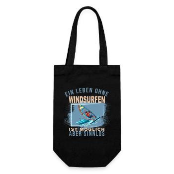 Ein Leben ohne Windsurfen ist möglich aber Sinnlos - Geschenkbeutel für Flaschen - Schwarz - Vorne