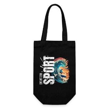 Eins mit dem Sport - Surfen - Geschenkbeutel für Flaschen - Schwarz - Vorne