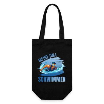 Meine DNA - Schwimmen - Geschenkbeutel für Flaschen - Schwarz - Vorne