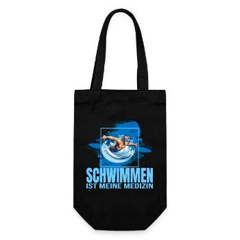 Schwimmen ist meine Medizin - Geschenkbeutel für Flaschen - Schwarz - Vorne