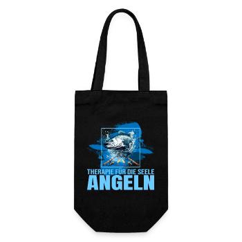 Therapie für die Seele - Angeln - Geschenkbeutel für Flaschen - Schwarz - Vorne