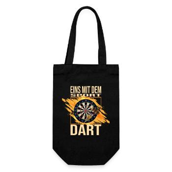 Eins mit dem Sport - Dart - Geschenkbeutel für Flaschen - Schwarz - Vorne