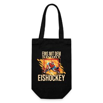 Eins mit dem Sport - Eishockey - Geschenkbeutel für Flaschen - Schwarz - Vorne