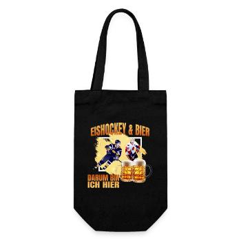 Eishockey und Bier - Darum bin ich hier - Geschenkbeutel für Flaschen - Schwarz - Vorne