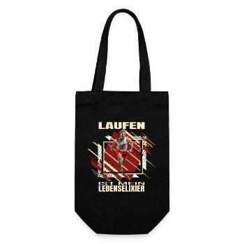 Laufen ist mein Lebenselixier - Geschenkbeutel für Flaschen - Schwarz - Vorne