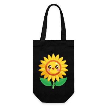 eine fröhliche Sonnenblume - Geschenkbeutel für Flaschen - Schwarz - Vorne