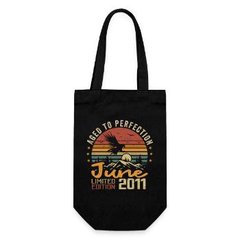 Vintage Juin 2011 Juin 2011 né en Juin 2011 Rétro - Sac à bouteille - noir - Devant