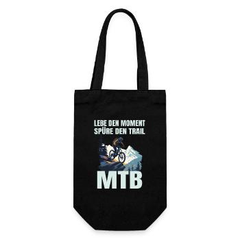 MTB: Lebe den Moment, spüre den Trail - Geschenkbeutel für Flaschen - Schwarz - Vorne