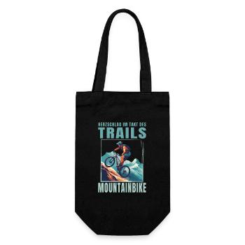 Herzschlag im Takt des Trails - Geschenkbeutel für Flaschen - Schwarz - Vorne