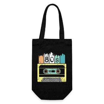 80s Kassette retro vintage Musik Symbol Grafik - Geschenkbeutel für Flaschen - Schwarz - Vorne