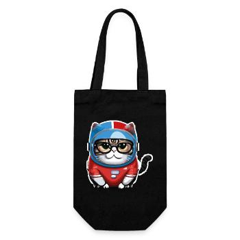 Katze Weltraum Space Cat Astronaut - Geschenkbeutel für Flaschen - Schwarz - Vorne