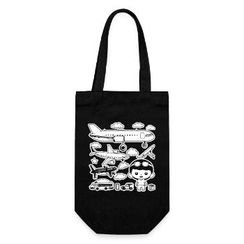 Flugzeuge Cartoon Stil - Geschenkbeutel für Flaschen - Schwarz - Vorne