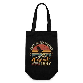 Jahrgang August 1987 Geburtstagsgeschenk August 1987 - Geschenkbeutel für Flaschen - Schwarz - Vorne