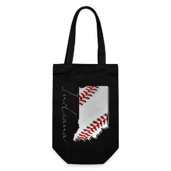 Echter Baseball in der Indiana State Landkarte IN - Geschenkbeutel für Flaschen - Schwarz - Vorne