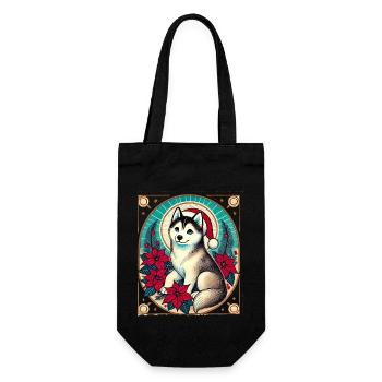 Alaskan Malamute Weihnachten - Geschenkbeutel für Flaschen - Schwarz - Vorne