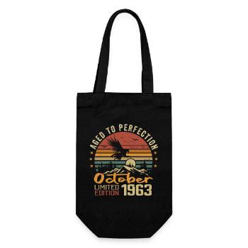 Vintage October 1963 - October 1963 Retro Gift - Gift Bag for Bottles - black - Front