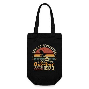 Vintage October 1973 - Retro October 1973 Gift - Gift Bag for Bottles - black - Front
