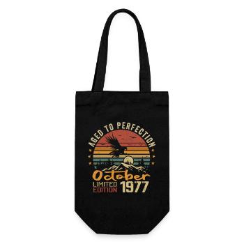 Vintage October 1977 - October 1977 Retro Gift - Gift Bag for Bottles - black - Front