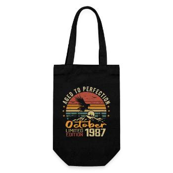 Vintage October 1987 - Retro October 1987 Gift - Gift Bag for Bottles - black - Front
