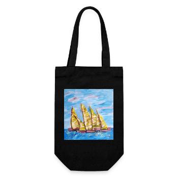 Fjordboot Segelregatte - Geschenkbeutel für Flaschen - Schwarz - Vorne