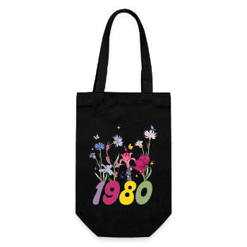 Year of birth 1980 wildflowers - Gift Bag for Bottles - black - Front