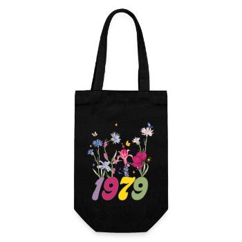 Geburtsjahr 1979 Wildblumen - Geschenkbeutel für Flaschen - Schwarz - Vorne