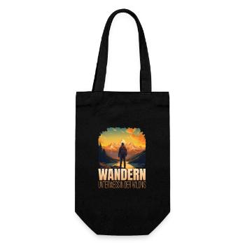 Wandern - Unterwegs in der Wildnis - Geschenkbeutel für Flaschen - Schwarz - Vorne