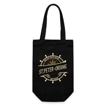 Mein Herz schlägt Wellen - St. Peter-Ording - Geschenkbeutel für Flaschen - Schwarz - Vorne