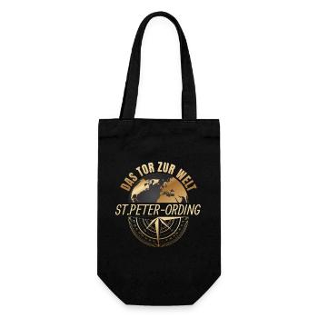 Das Tor zur Welt - St.Peter-Ording - Geschenkbeutel für Flaschen - Schwarz - Vorne