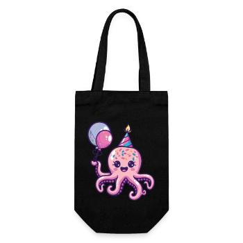 Oktopus Geburtstag Comic Niedlich - Geschenkbeutel für Flaschen - Schwarz - Vorne