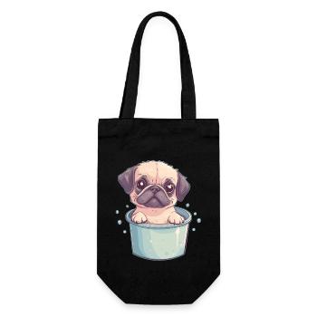 Mops Bad - Geschenkbeutel für Flaschen - Schwarz - Vorne