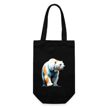 Eisbär Vektor Kunst mit lebendiger Illustration - Geschenkbeutel für Flaschen - Schwarz - Vorne