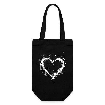 Minimalist White Heart Design - Gift Bag for Bottles - black - Front