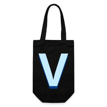Lettre v bleu pop et moderne - Sac à bouteille - noir - Devant