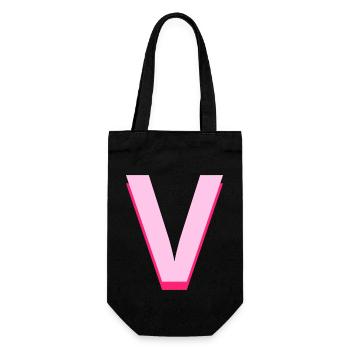 Pop und moderner rosa Buchstabe v - Geschenkbeutel für Flaschen - Schwarz - Vorne