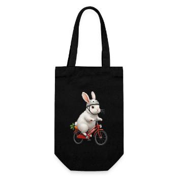 Hase auf dem Fahrrad - Geschenkbeutel für Flaschen - Schwarz - Vorne