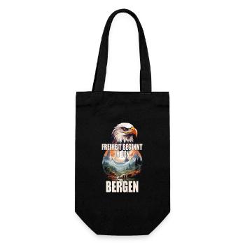 Freiheit beginnt in den Bergen - Geschenkbeutel für Flaschen - Schwarz - Vorne