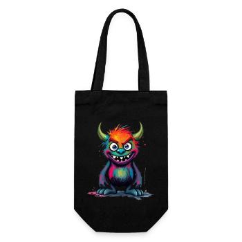 Bunte Monsterkunst - Niedlicher & verspielter Charakter - Geschenkbeutel für Flaschen - Schwarz - Vorne