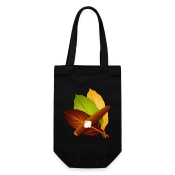 Cigar with Tobacco Leaves - Stylish Vintage Motif - Gift Bag for Bottles - black - Front
