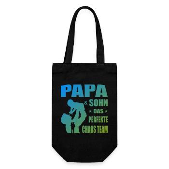 Papa und Sohn Das perfekte Chaos Team Geschenk - Geschenkbeutel für Flaschen - Schwarz - Vorne