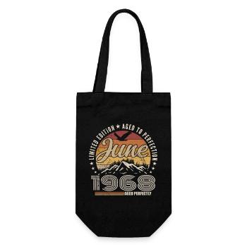 June 1968 57th Anniversary Gift June 1968 Retro - Gift Bag for Bottles - black - Front