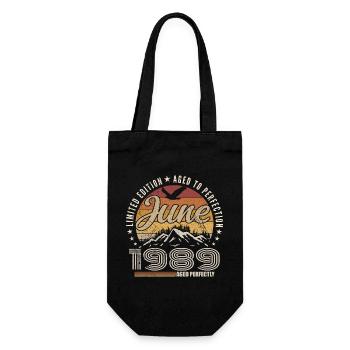June 1989 36th Anniversary Gift June 1989 Retro - Gift Bag for Bottles - black - Front
