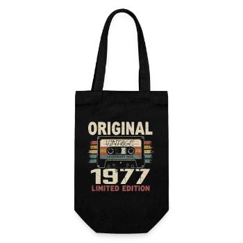 1977 Geburtstagsgeschenk 1977 Jahrgang 1977 Retro - Geschenkbeutel für Flaschen - Schwarz - Vorne
