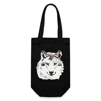 Yeux bleus de loup blanc - Sac à bouteille - noir - Devant