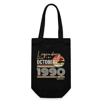 October 1990 Gift - Awesome Since October 1990 - Gift Bag for Bottles - black - Front