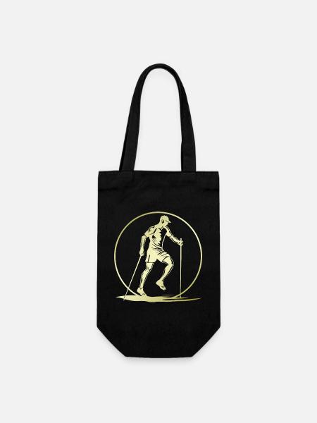 Nordic Walking Silhouette - Geschenkbeutel für Flaschen - Schwarz
