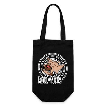 Rollender Mops - Ein Roll-Mops - Geschenkbeutel für Flaschen - Schwarz - Vorne