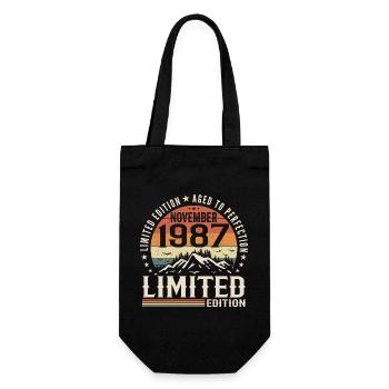 November 1987 Einzigartiger Retro-Geburtstag - Geschenkbeutel für Flaschen - Schwarz - Vorne