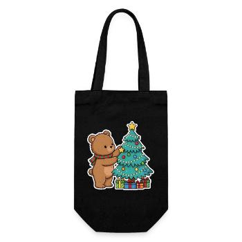 Ours de Noël avec sapin de Noël et cadeaux - Sac à bouteille - noir - Devant